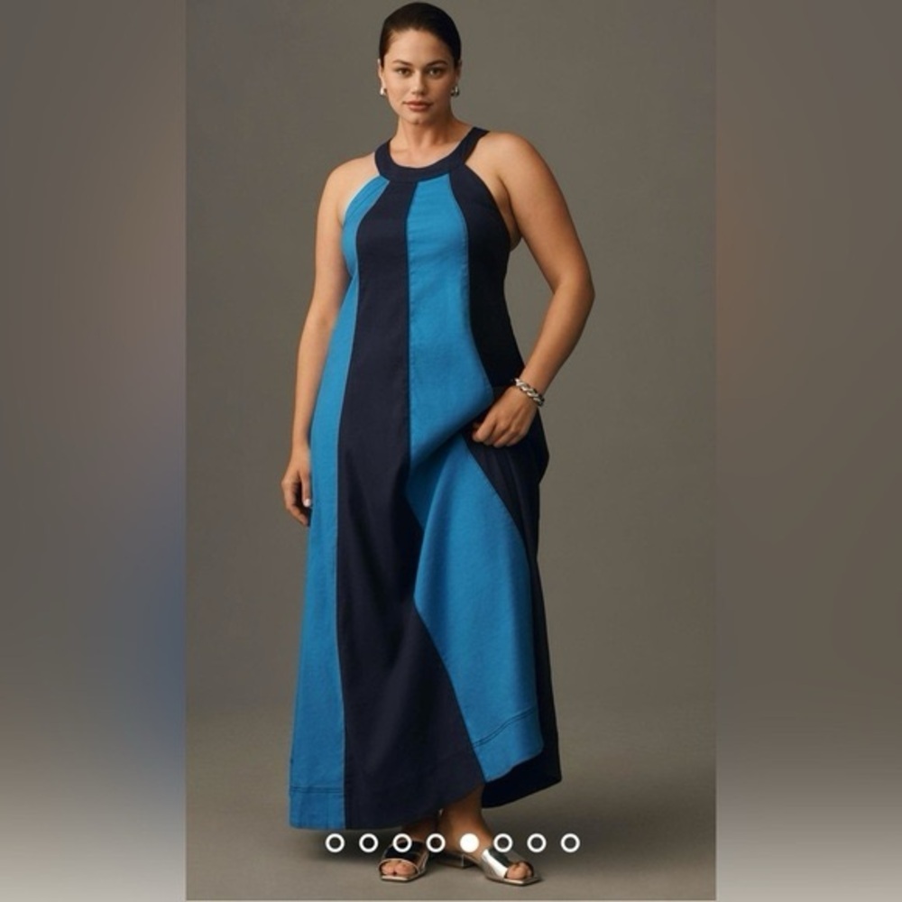 NWT Size L  The Ami Linen Halter Maxi Dress by Maeve